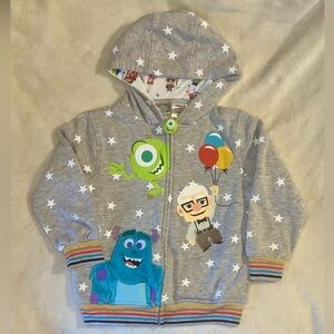 Disney 100 PIXAR Monsters Inc Mike & Sully  Up Carl Zip Hoodie  Kid 6  NWOT